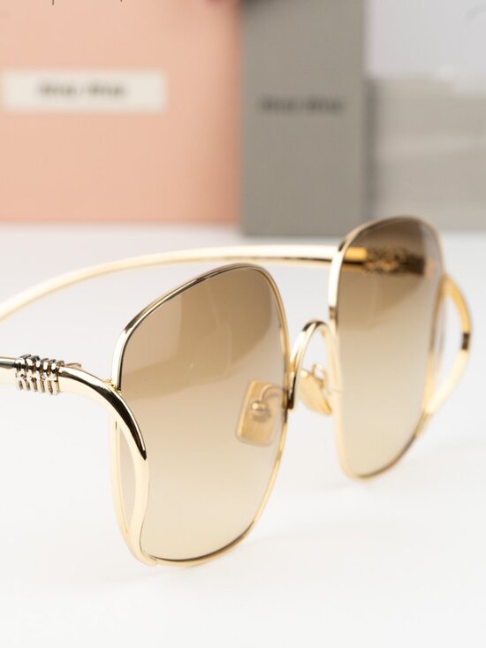 Miu Miu Women Sunglasses Gold Yellow Gradient Square MUA57S 5AK20S NEW AUTHENTIC main image 4